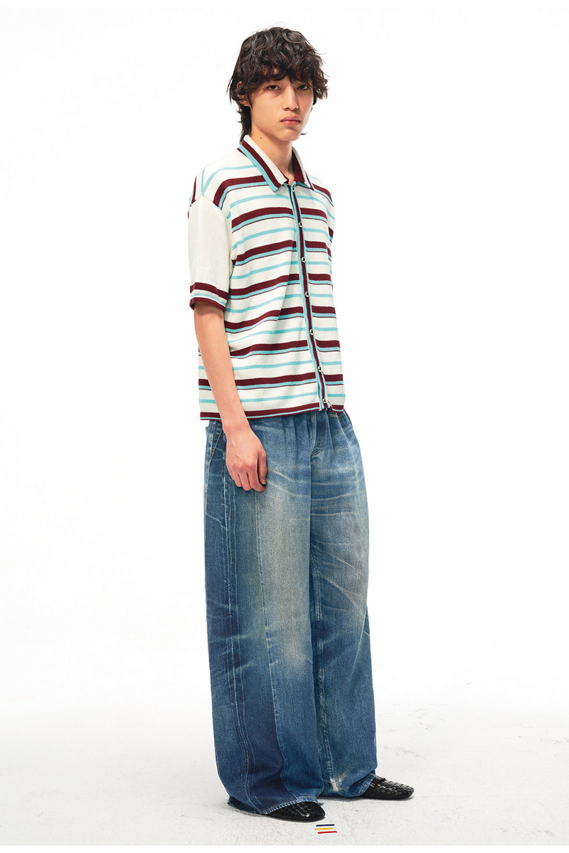 Striped Knit Button Shirt