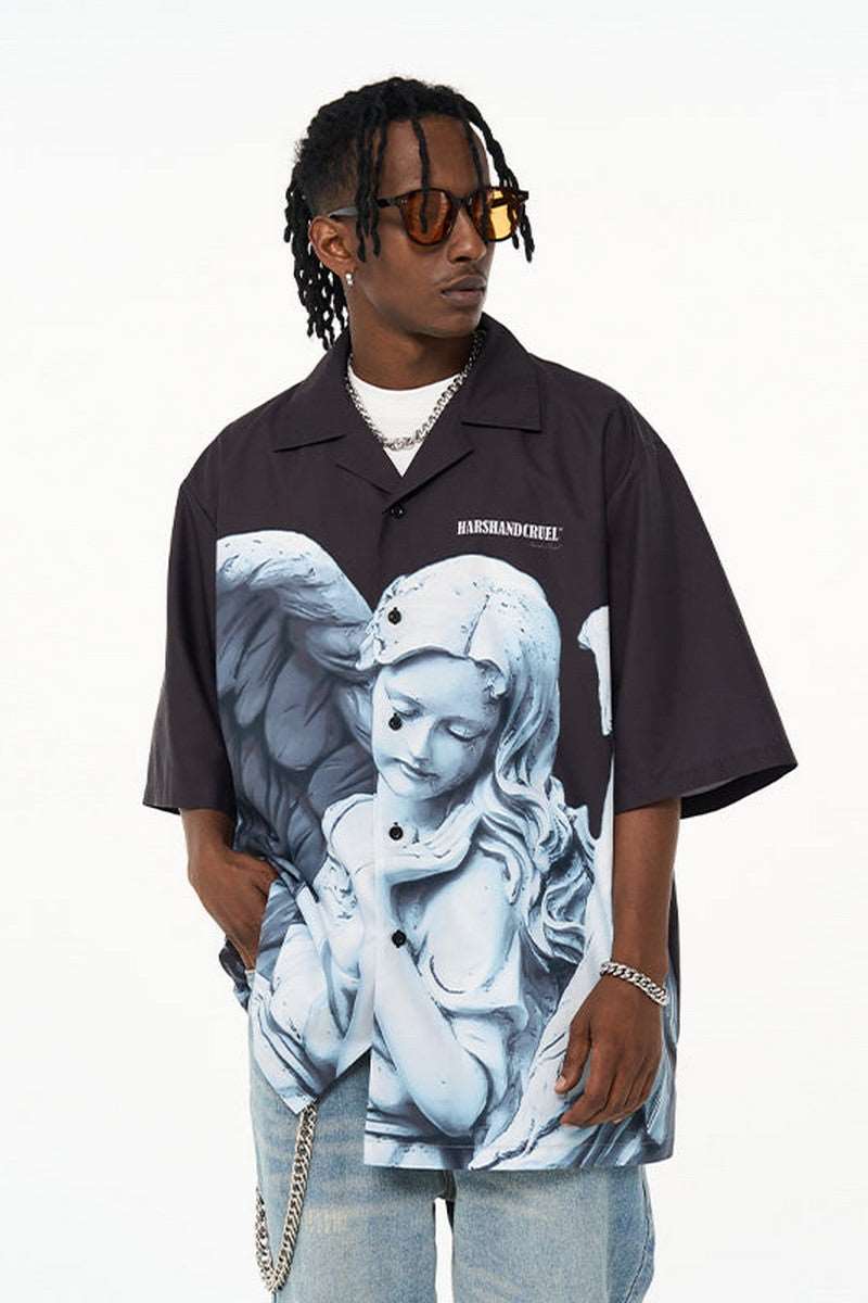 Cherub Statue Cuban Shirt