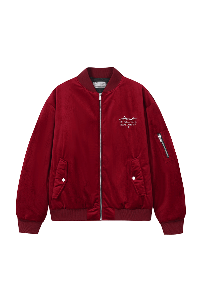 Velvet Pearl Embroidered Bomber Jacket