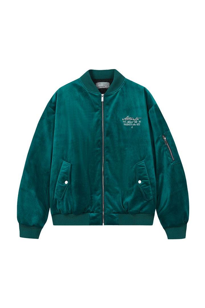 Velvet Pearl Embroidered Bomber Jacket