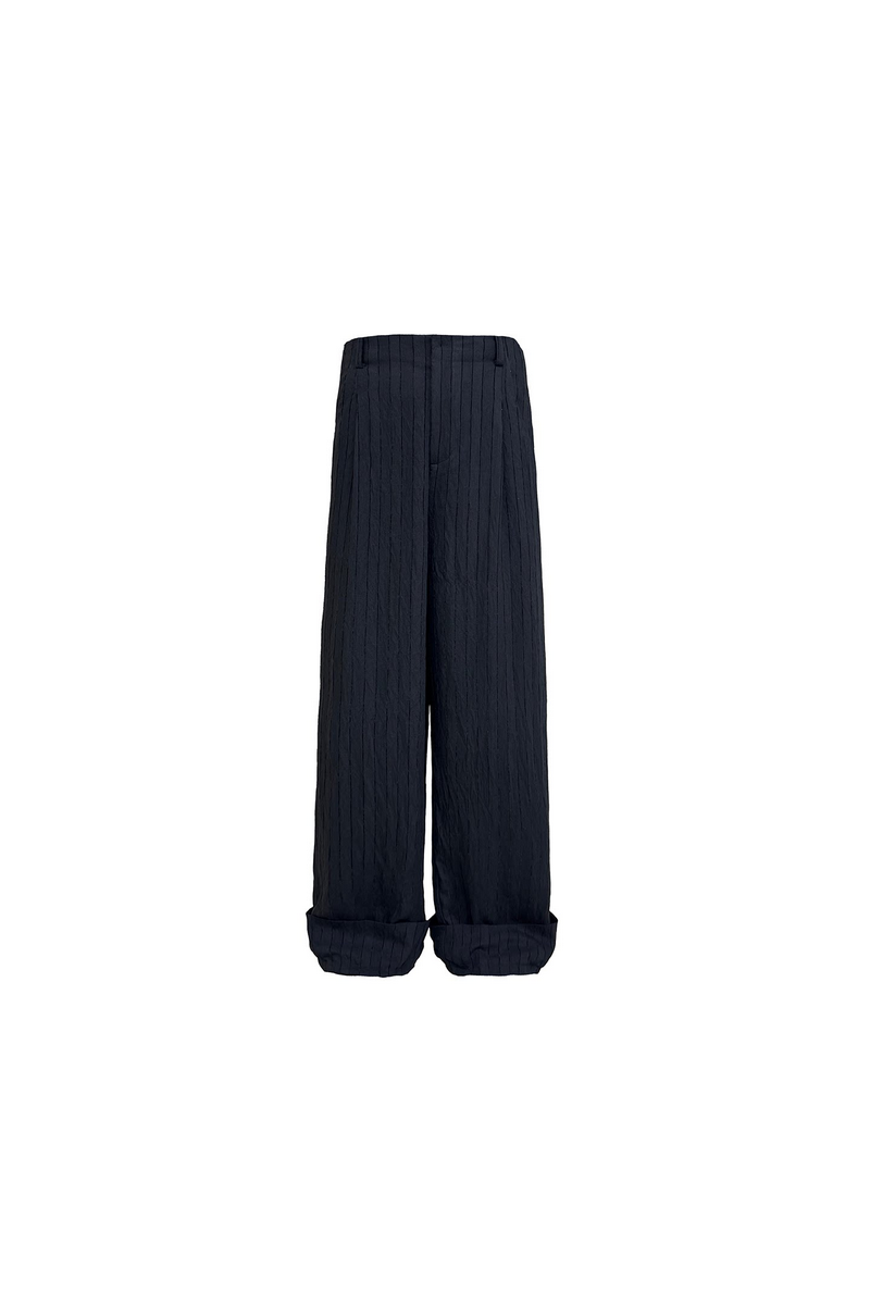 Pinstripe Drawstring Cuff Trousers