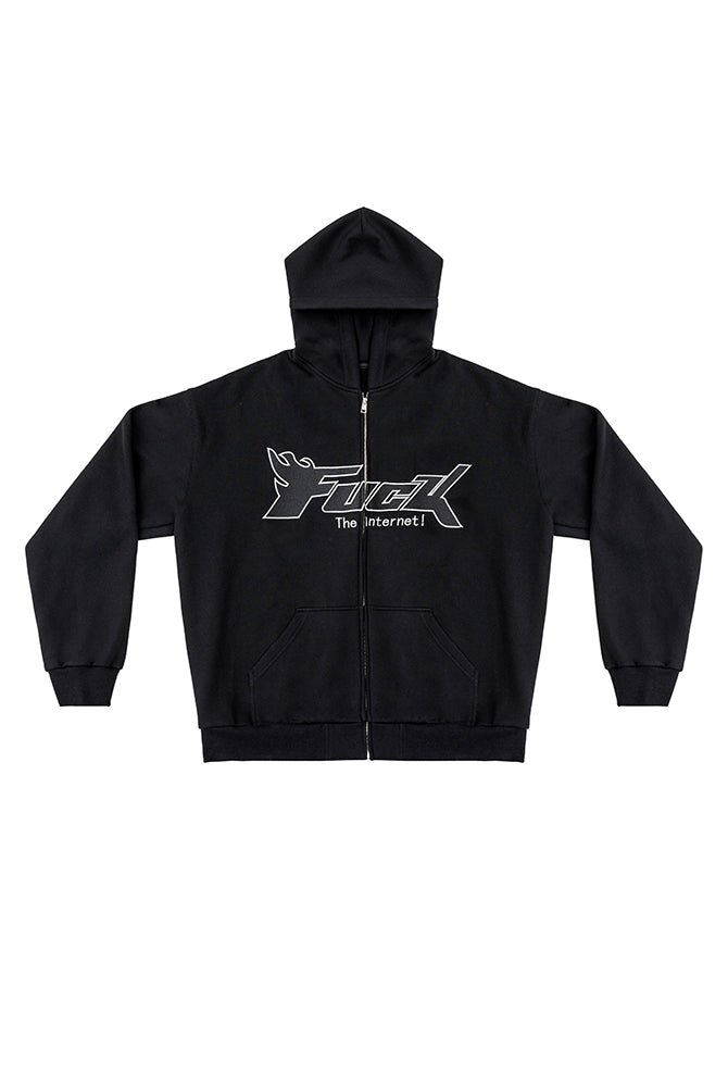 Embroidered Logo Zip-Up Hoodie
