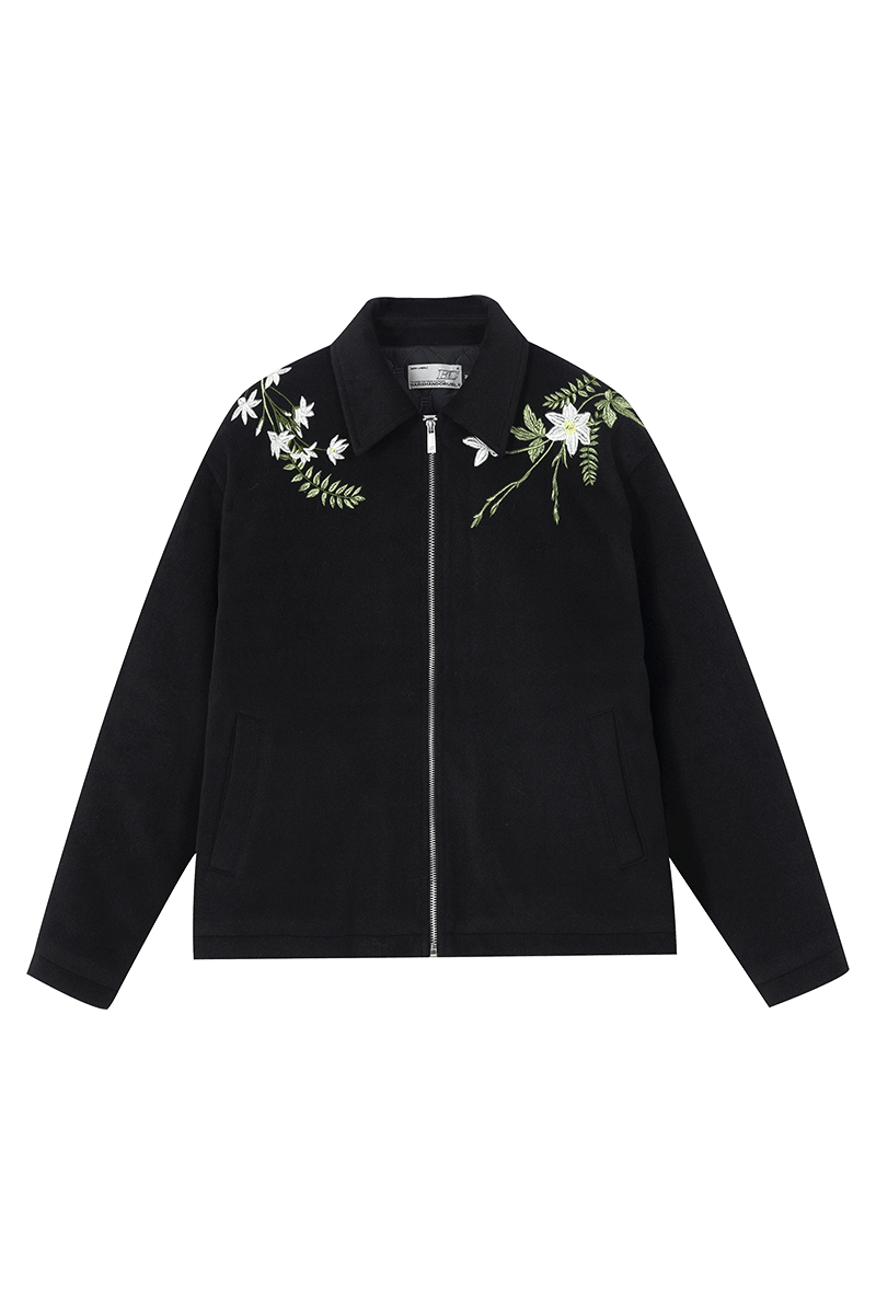 Floral Embroidered Wool Jacket