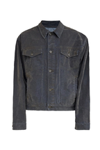 Flocked Distressed Denim Jacket