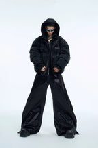 Layered Design Hooded Puffer Jacket