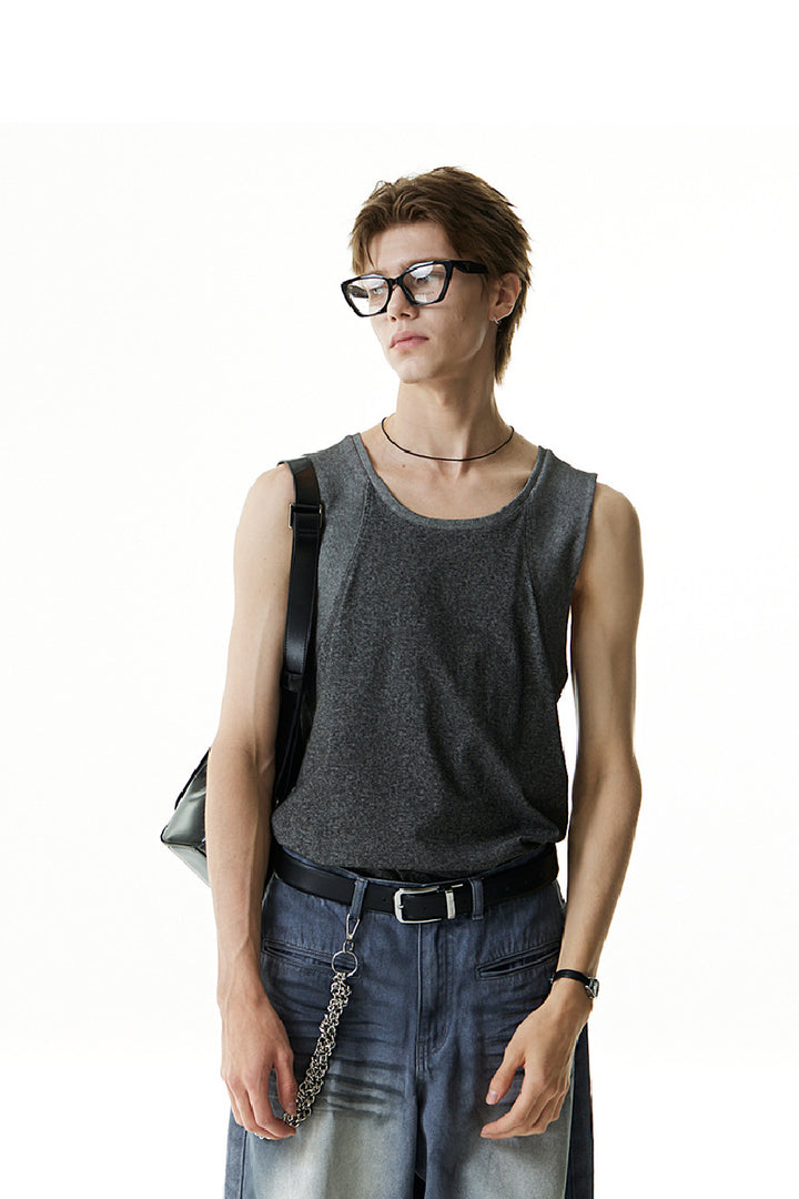 Texture Stitch Loose Sleeveless Tank