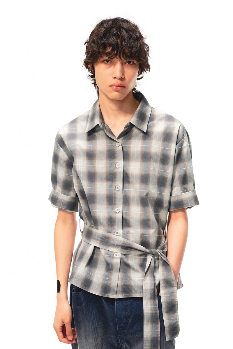 Belted Plaid Shirt