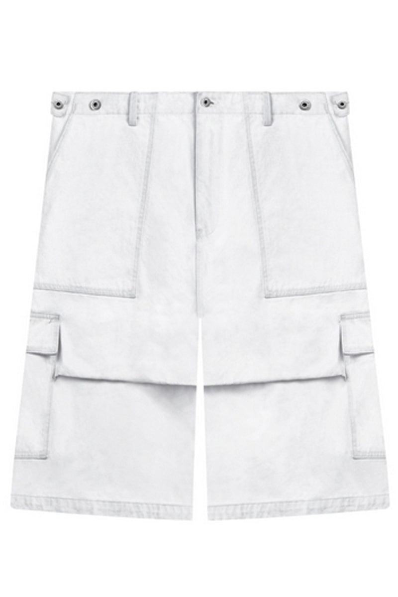 Two-Tone Cargo Denim Shorts