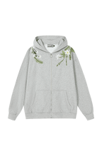 Floral Embroidered Hooded Fleece Jacket