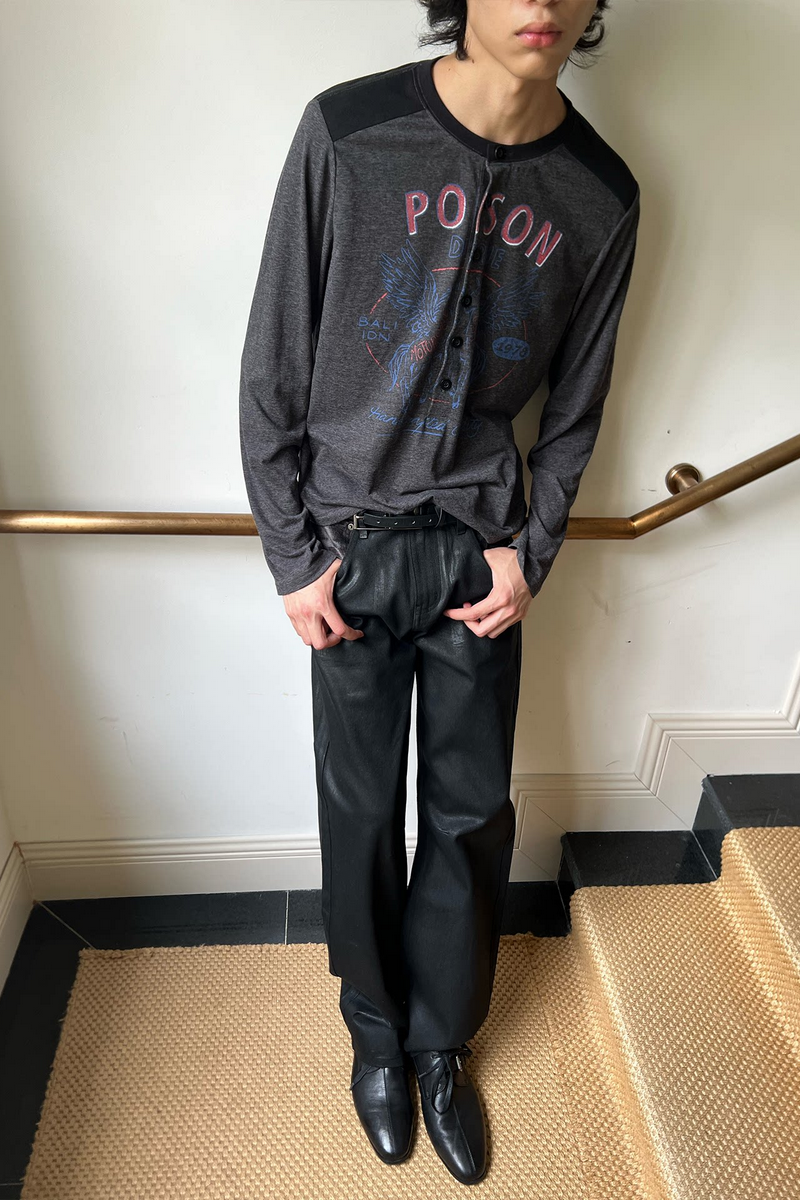 Waxed Slim Straight Jeans