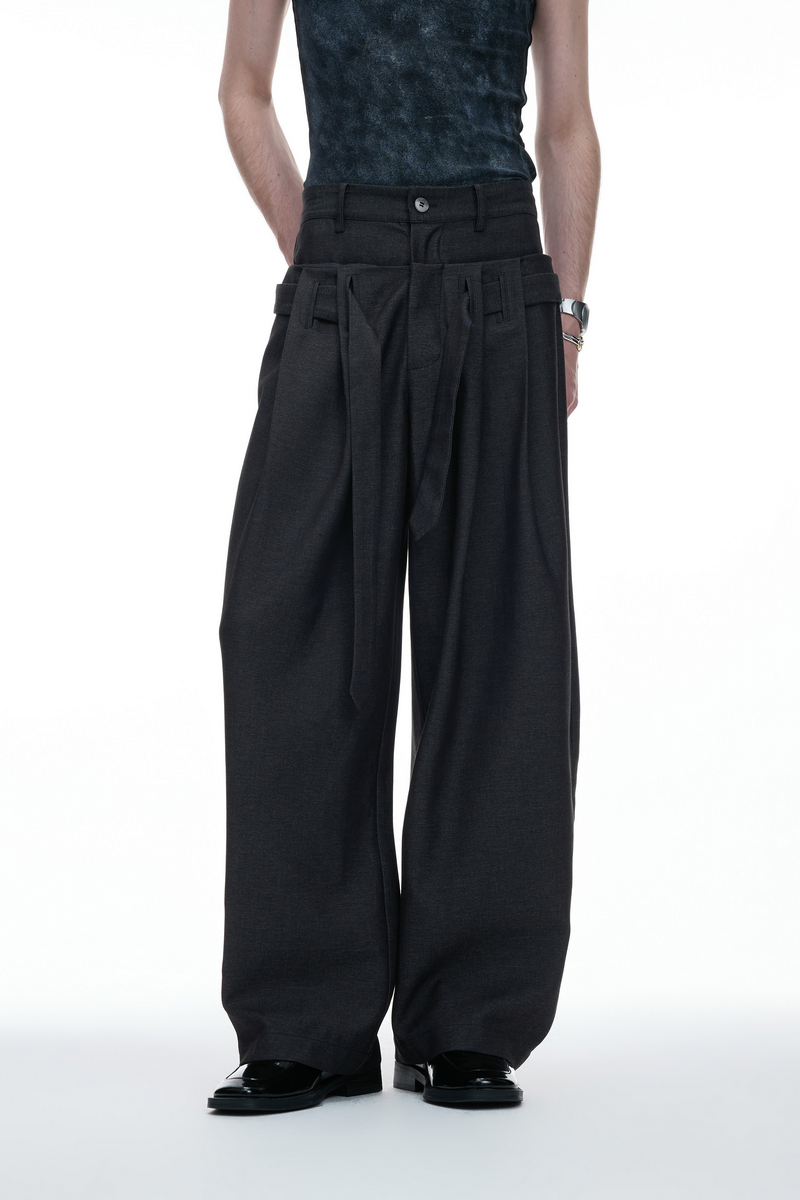 Pleated Wide Leg Trousers