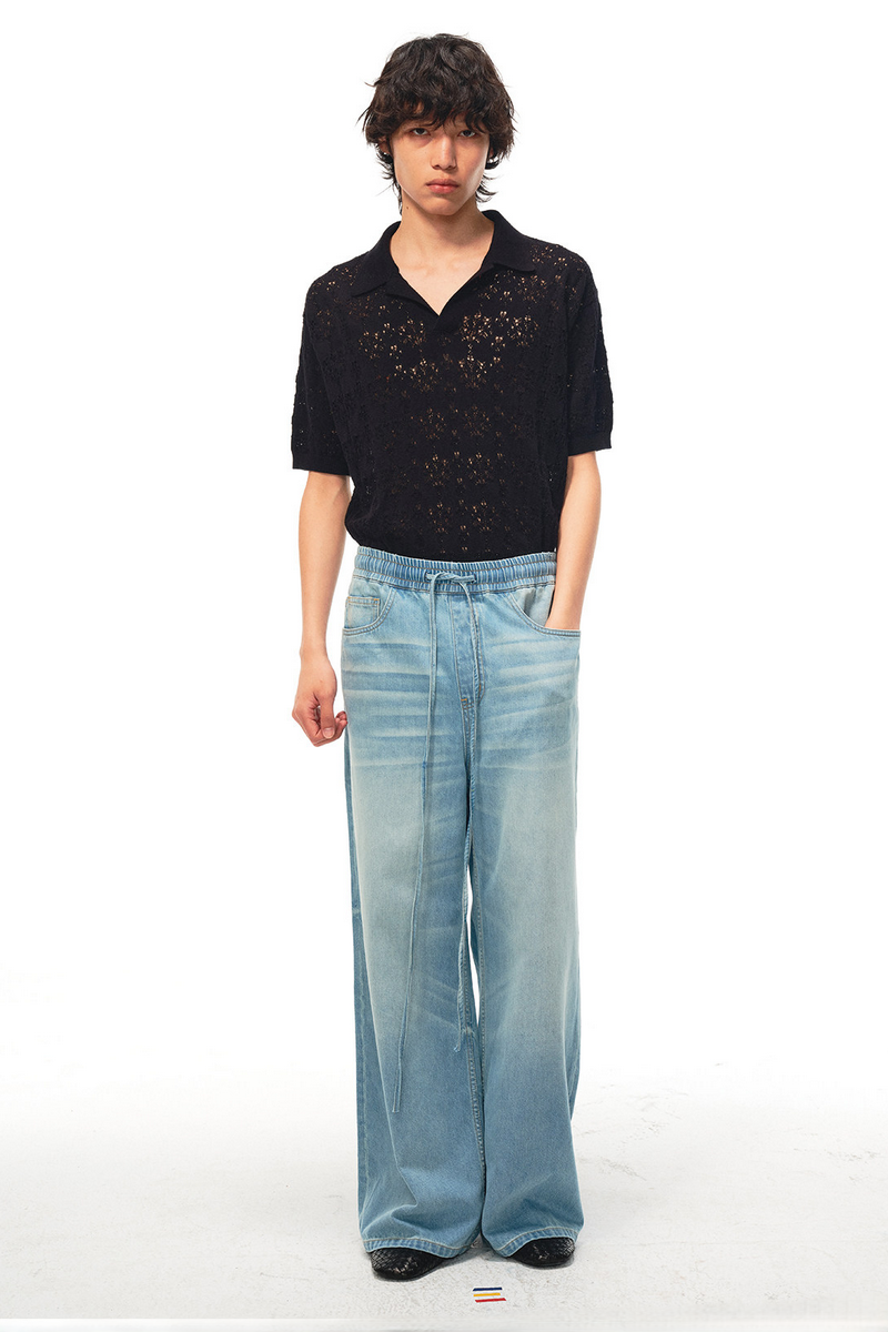 Openwork Leaf Pattern Shirt