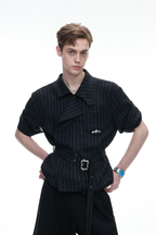 Asymmetric Striped Strap Shirt