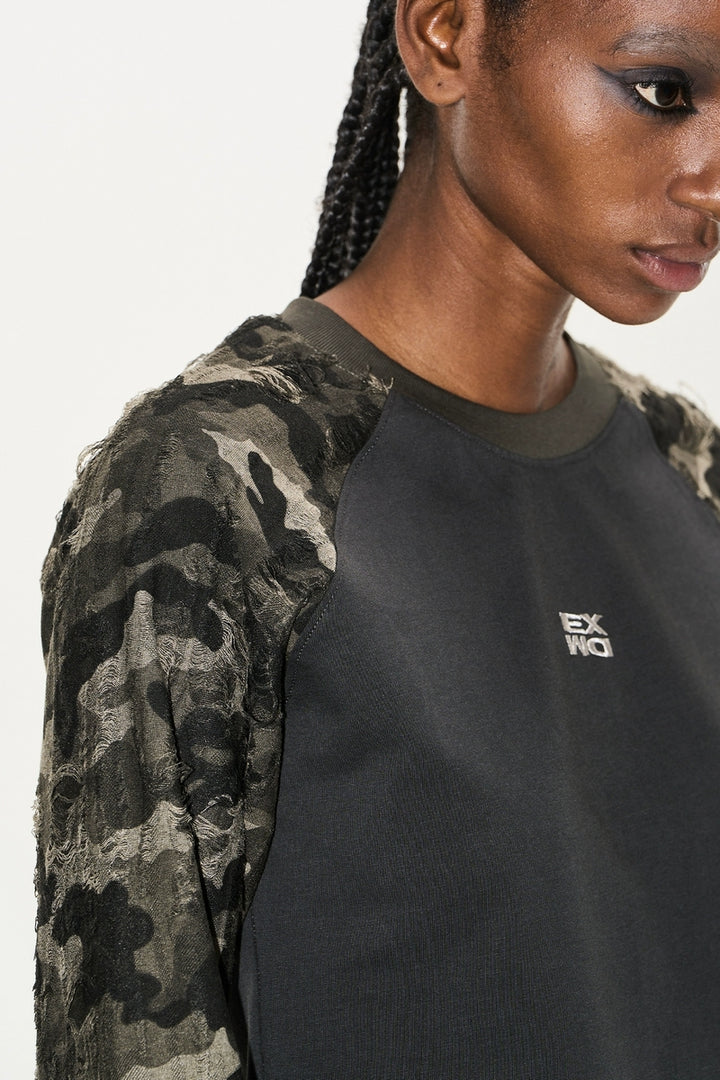 Camo Embroidered Raglan Long-Sleeve Tee