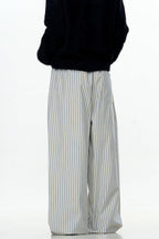 Light Striped Wide-Leg Trousers