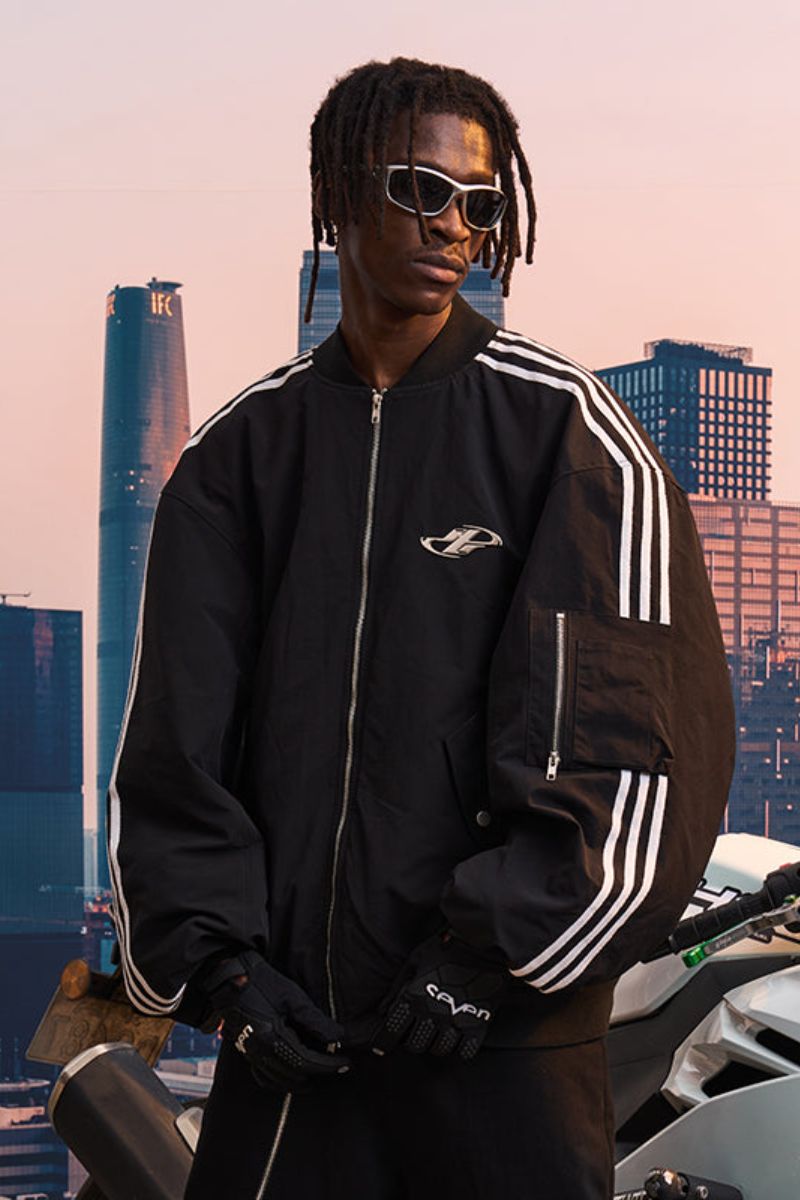 Striped Metal Logo MA-1 Jacket