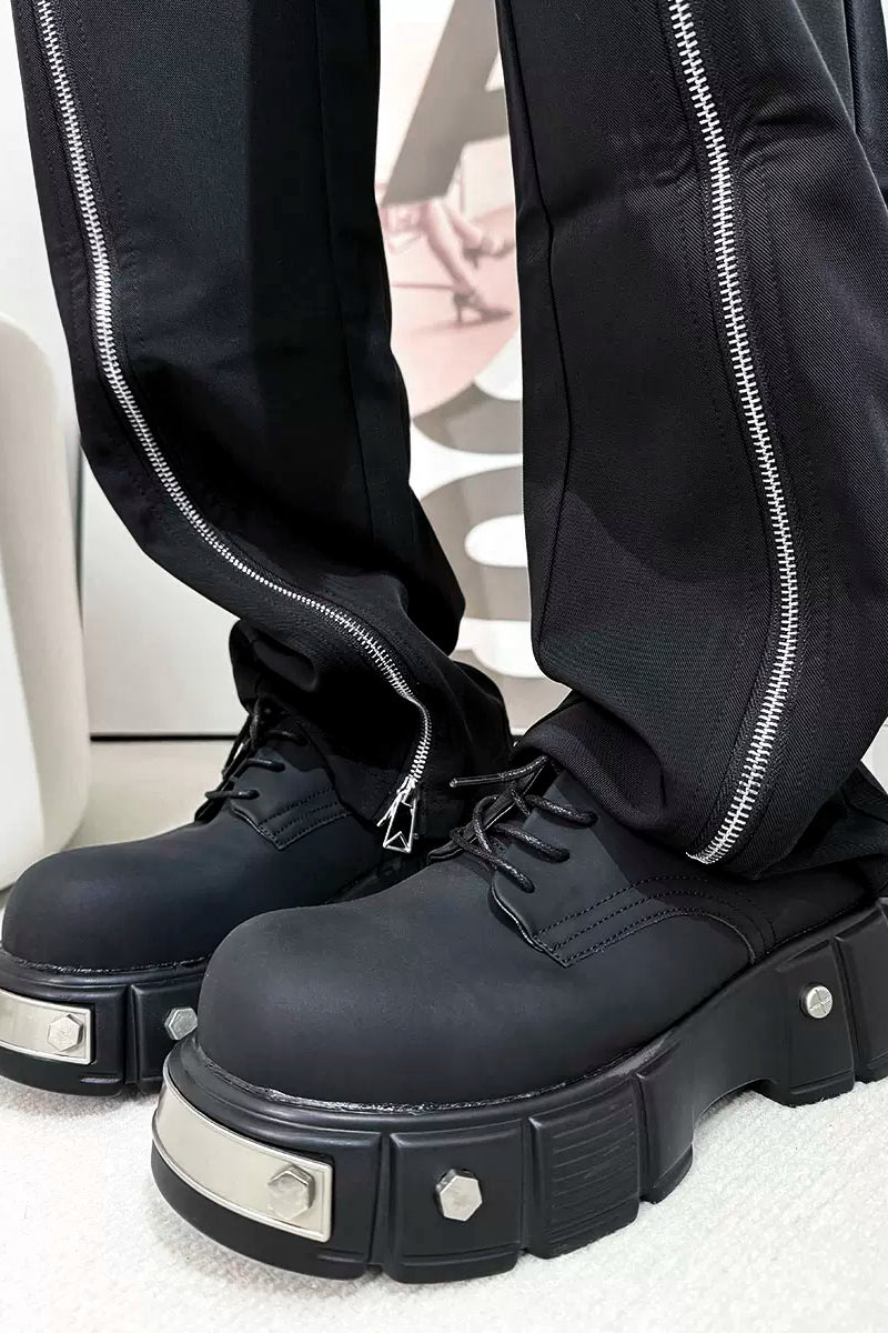 【COPPING ZONE】Contrast Laces Platform Derby Shoes 関送込 Carbon Black Derby Platform Shoes – Copping Zone