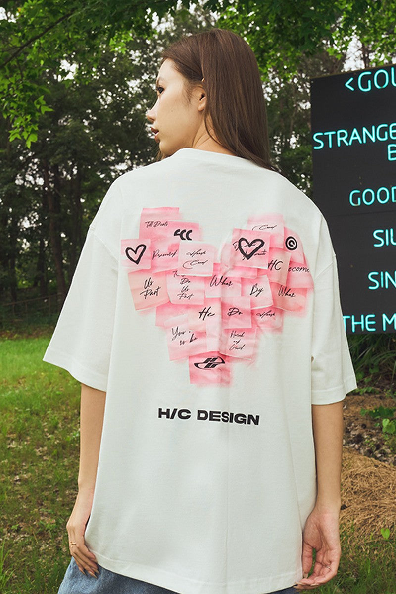 Stickers Heart Printed Tee