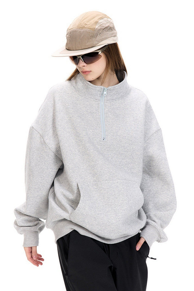 Sporty Half-Zip Fleece Hoodie