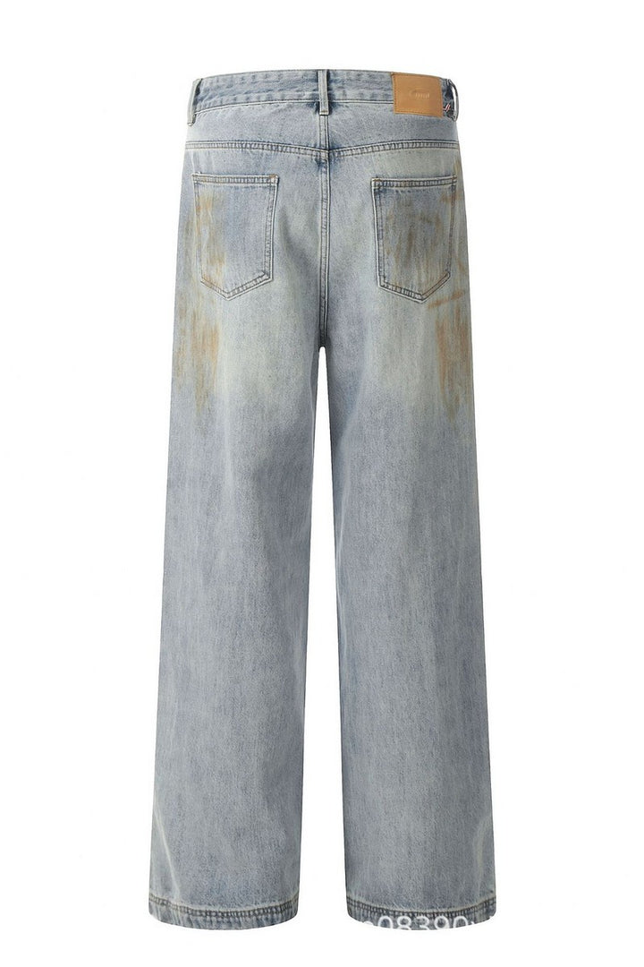 Distressed Cleanfit Straight Jeans