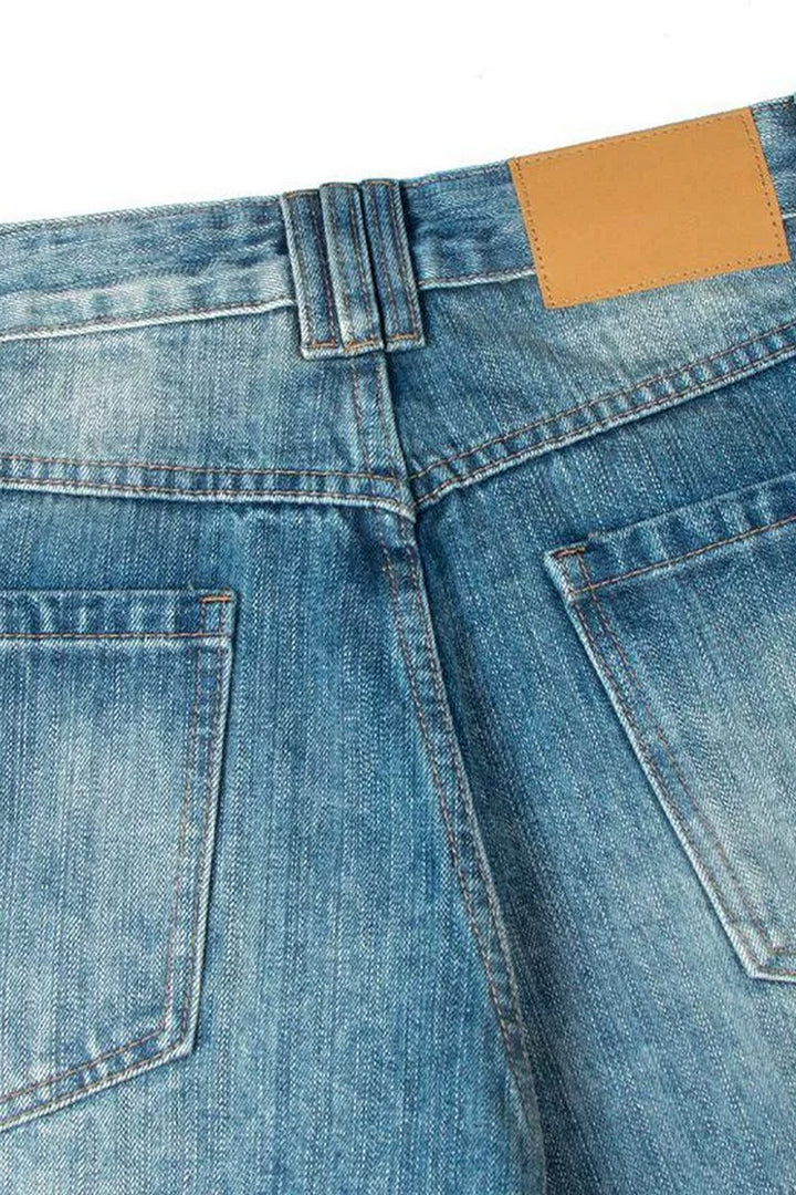 Vintage Washed Wide-Leg Blue Jeans