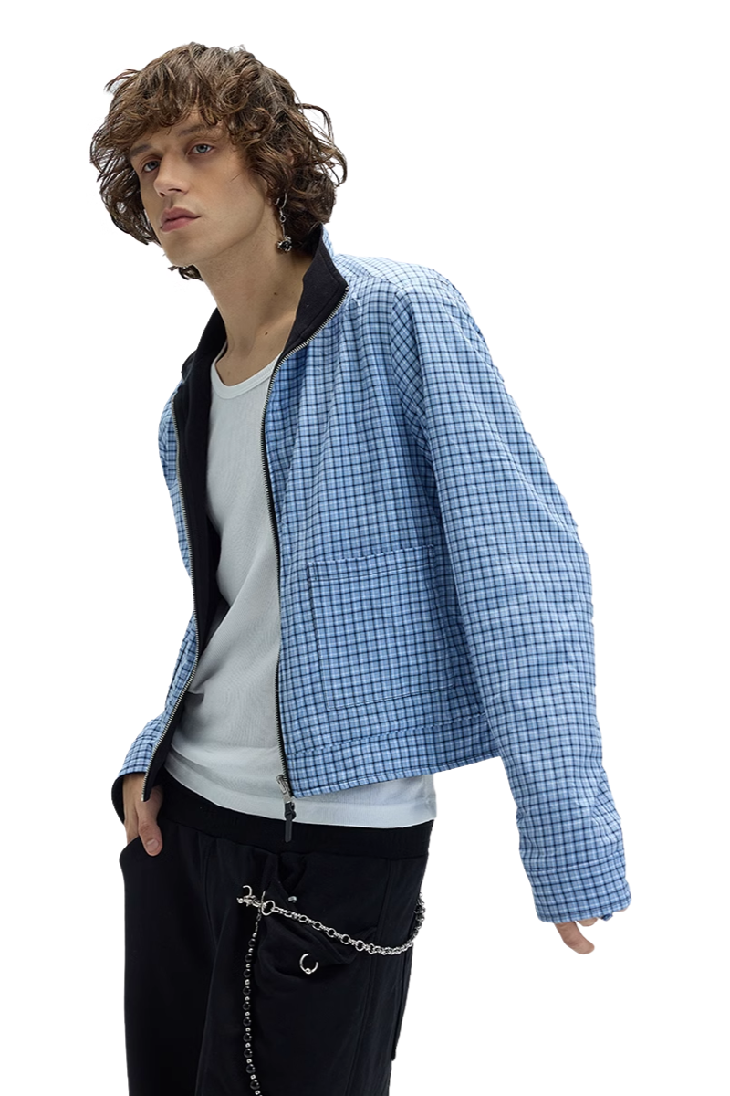 Reversible Plaid Fleece Zip Jacket