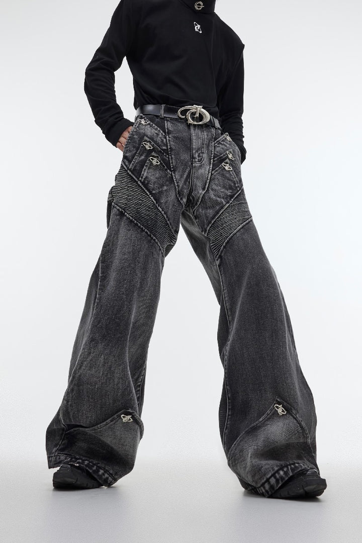 Flared Moto Jeans