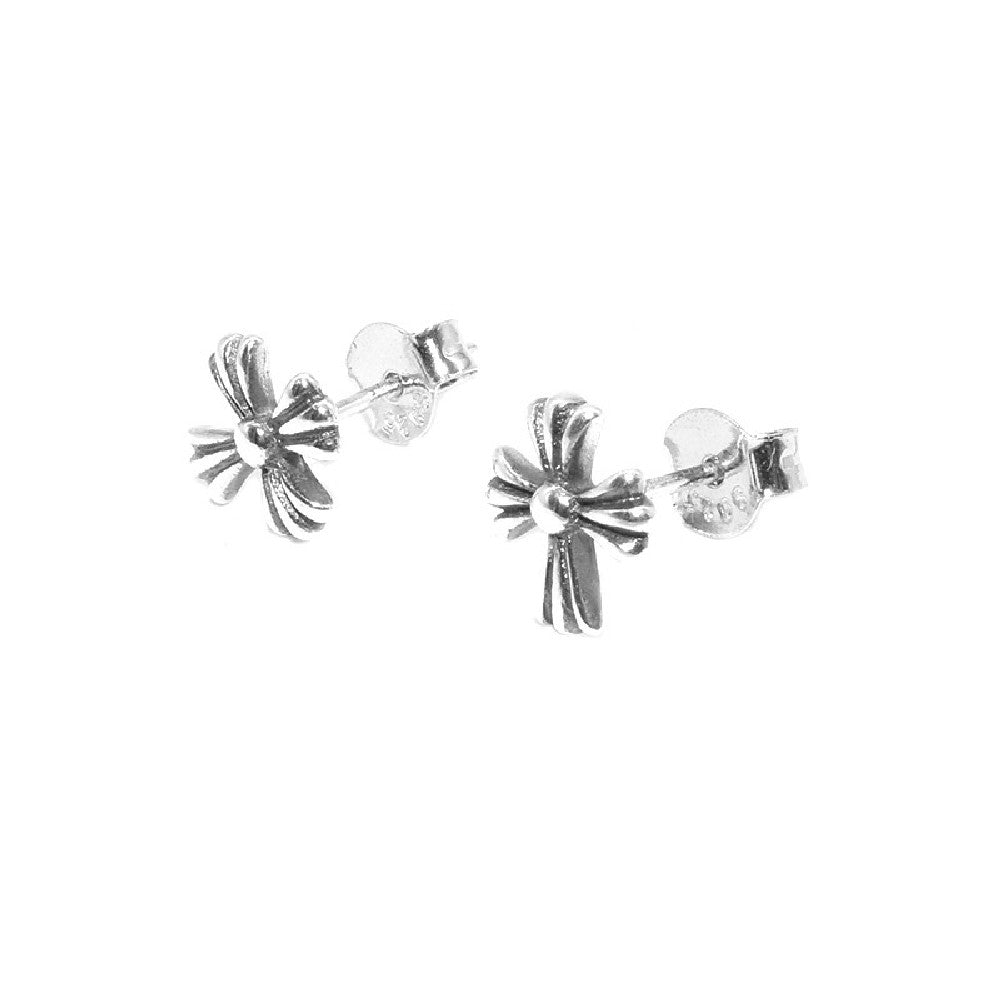 Oxidized Sterling Silver Cross Earrings