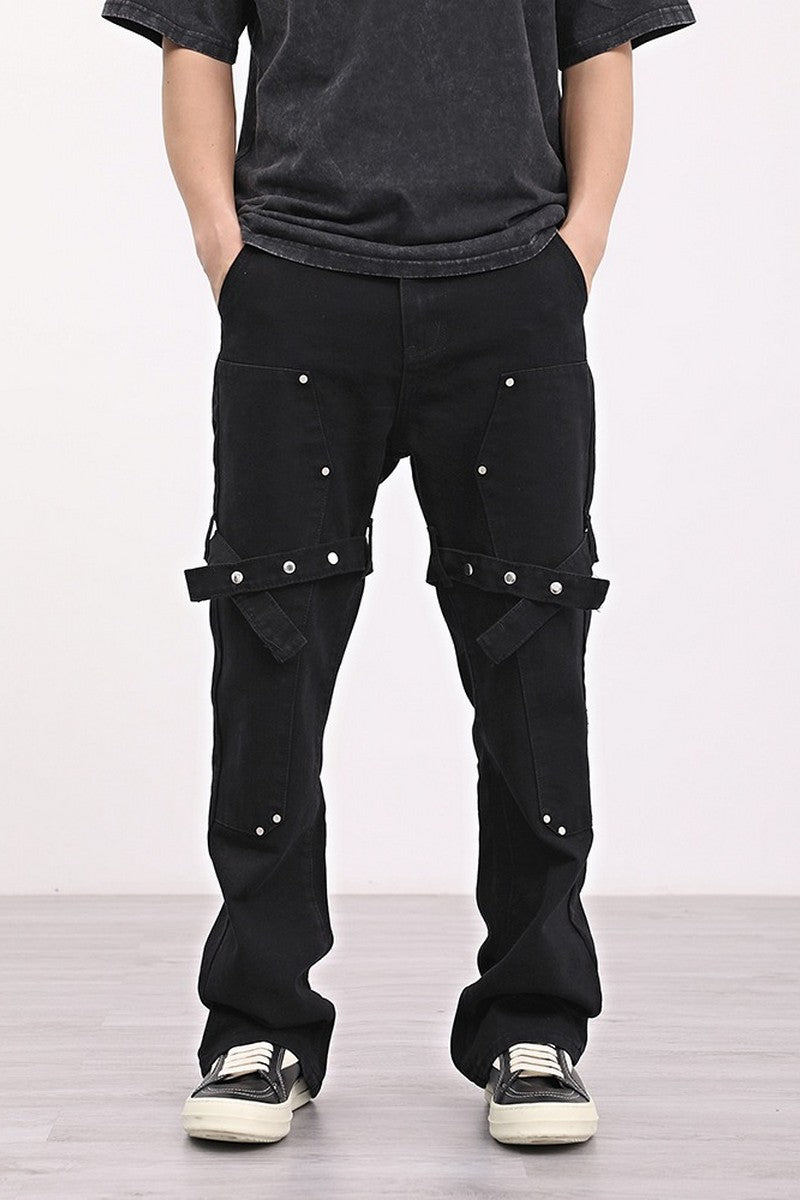Straps Straight Flared Jeans