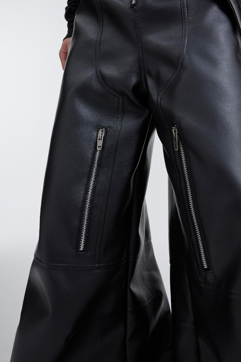 PU Leather Double Knee Trousers