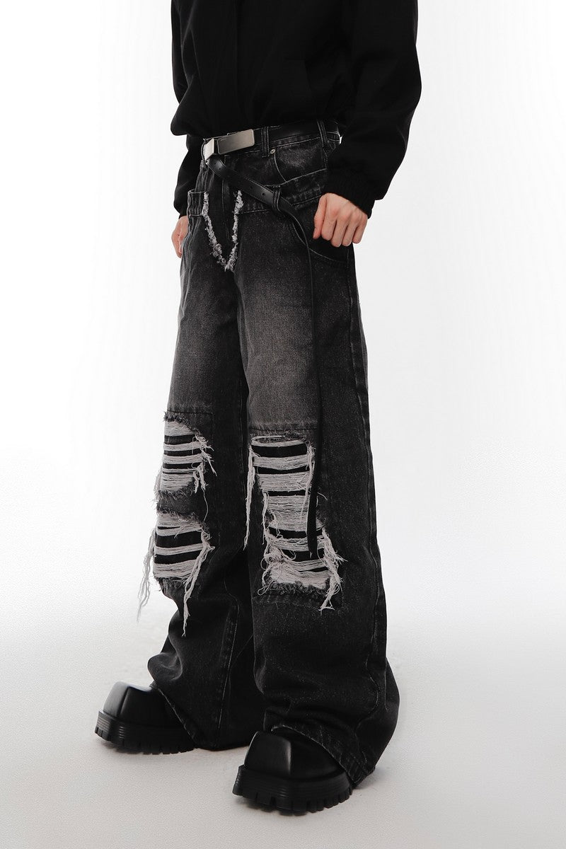 Distressed Loose Flared Denim - US Only
