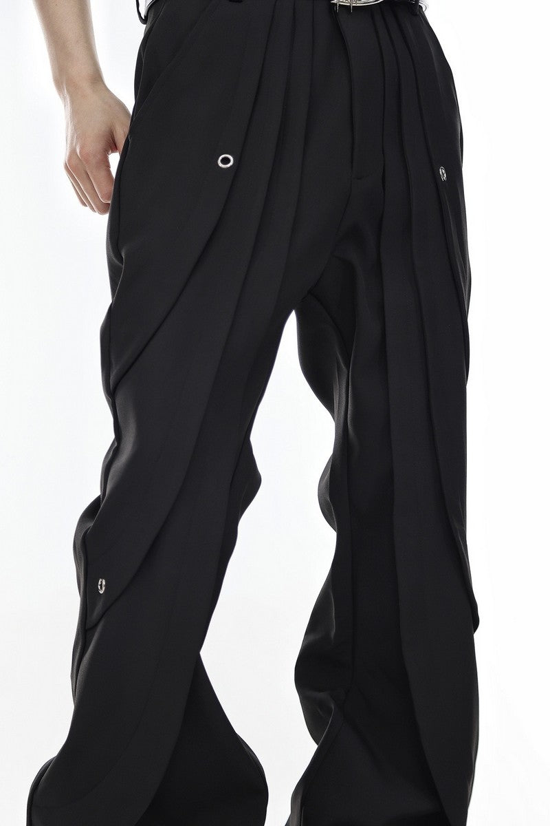 Pleated Flared Trousers