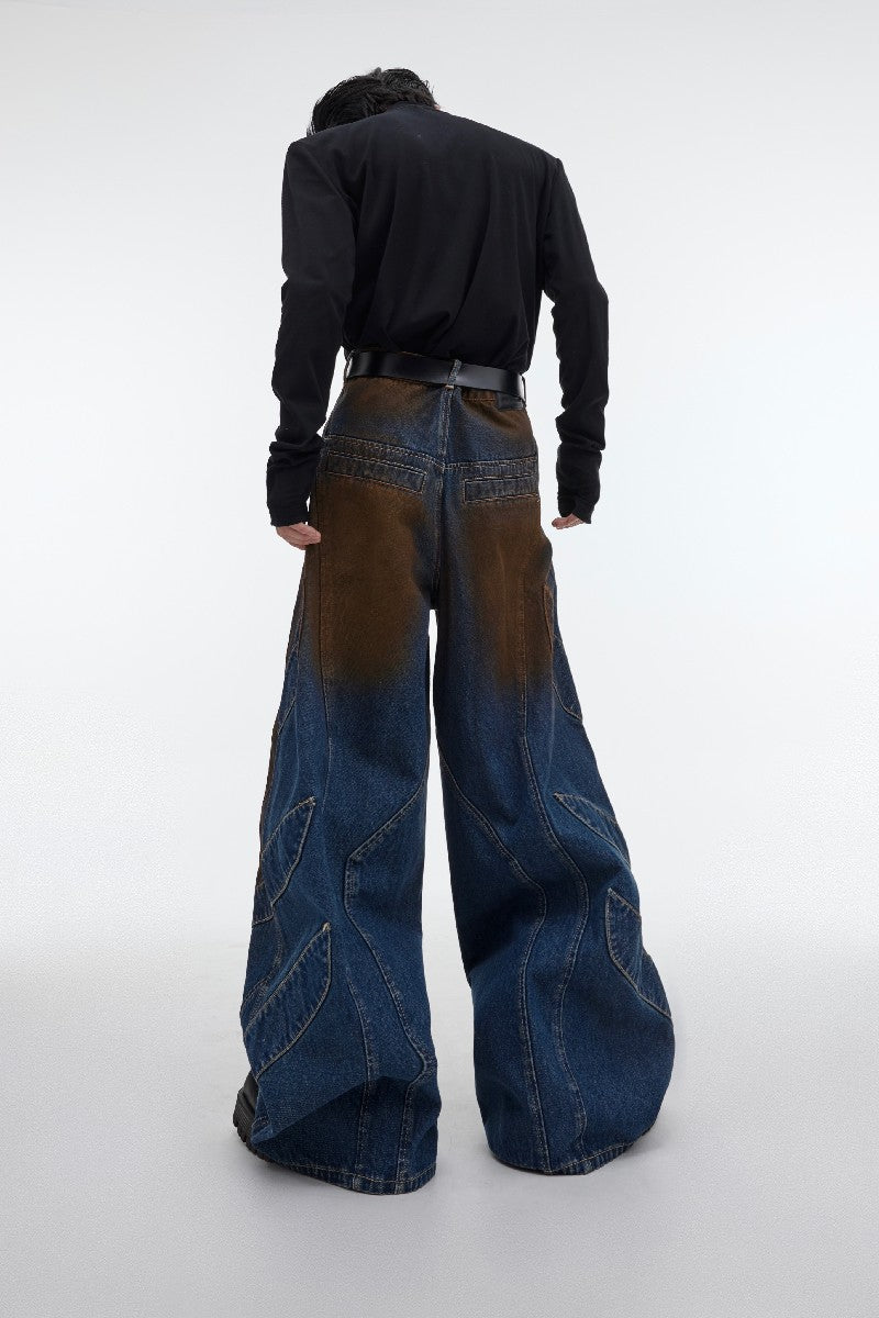 Rust Embroidered Jeans