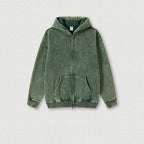 Washed Fleece Zip-Up Hoodie