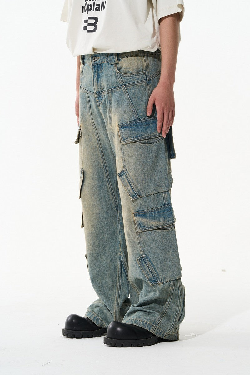 Oversized Washed Cargo Jeans
