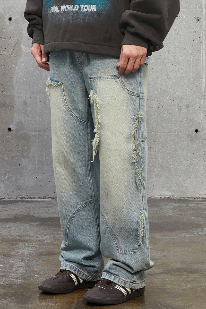 Distressed Straight Work Jeans