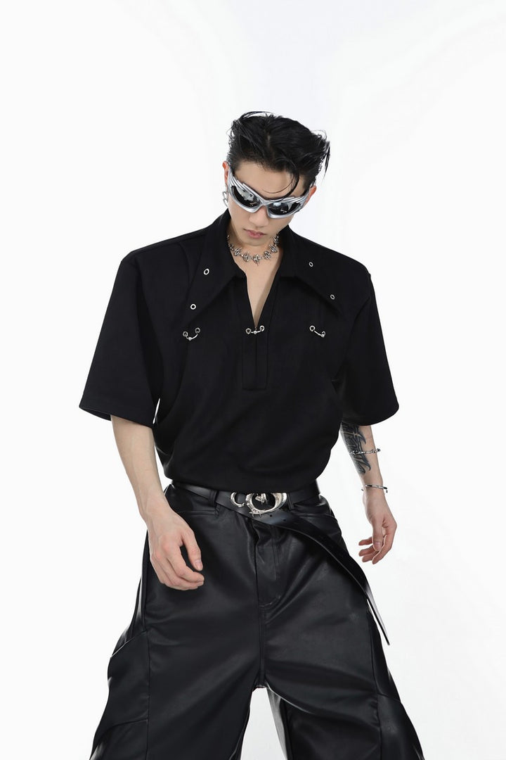 Metal Ring Short-Sleeve Shirt