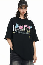 Butterfly Rose Embroidered Logo Tee