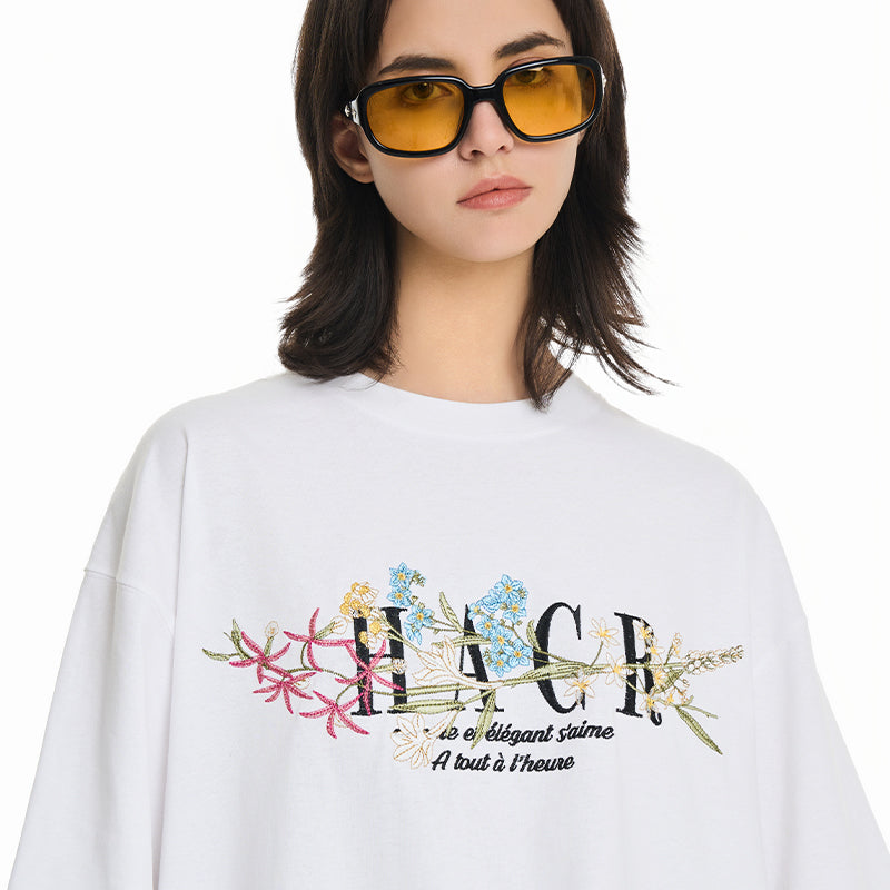 Floral Wrap Embroidered Tee