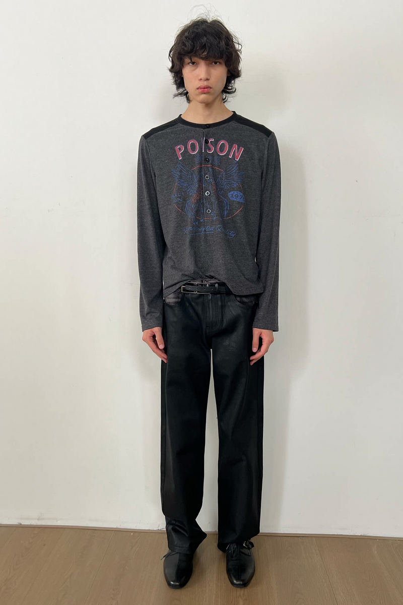 Waxed Slim Straight Jeans