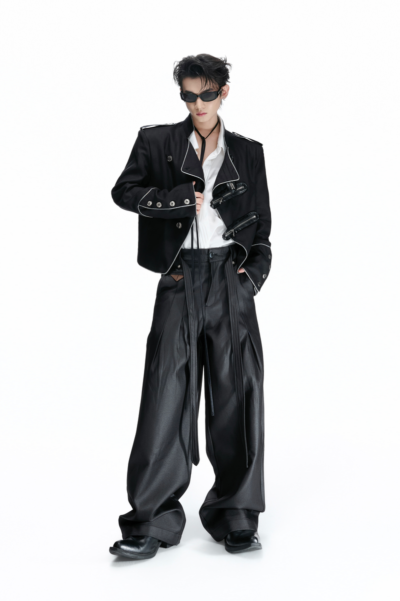 Asymmetric Button Cropped Jacket