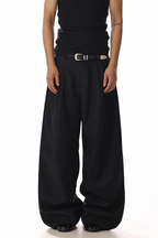 Draped Wide Leg Trousers