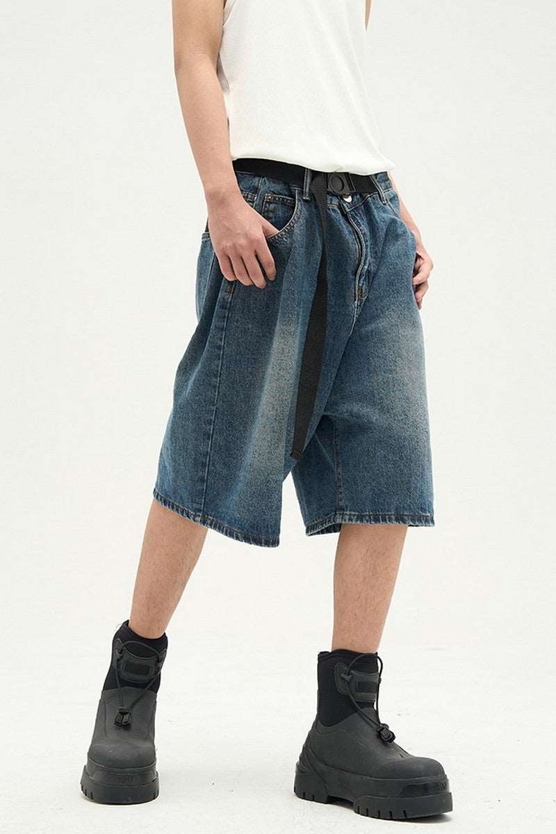 Belt Oversized Denim Shorts