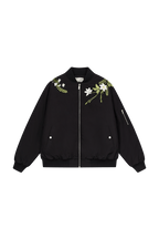 Floral Text Embroidered Bomber Jacket
