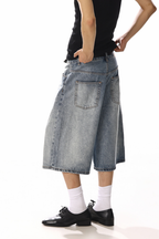 Distressed Whisker Cropped Jeans