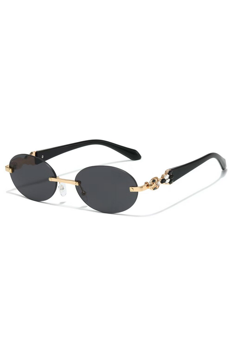 Elegant Rimless Rhinestone Oval Sunglasses
