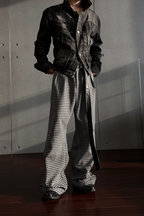Plaid Pleated Wide Leg Trousers