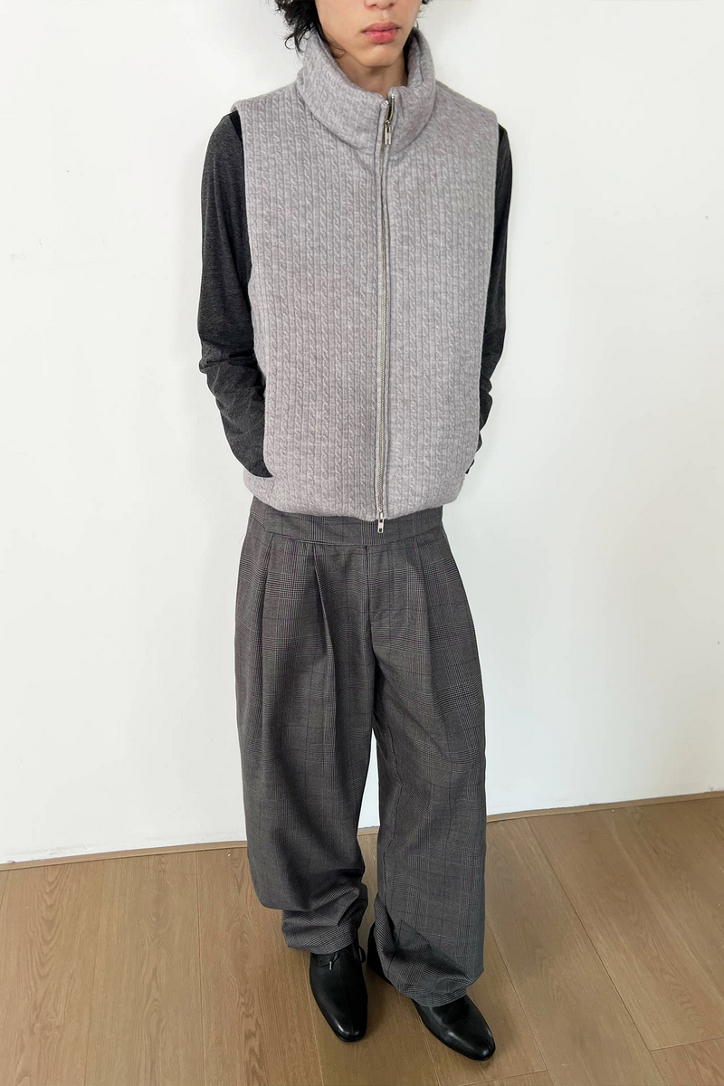 Double Pleated Plaid Trousers