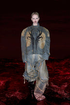 Distressed Hand-Painted Structured Denim