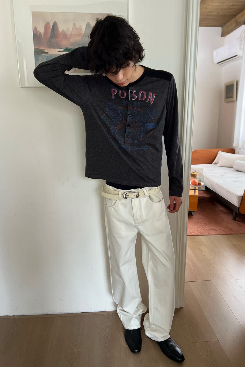 Distressed Pegasus Henley Shirt